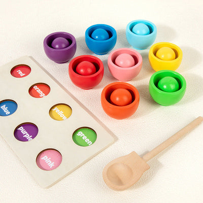 Planche de tri des couleurs Montessori avec balle et tasses