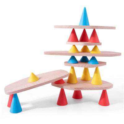 Jeu d'équilibre de construction cônes et assiettes 44 pièces