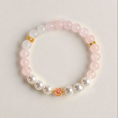 Buddha Stones Rose Quartz Clear Quartz Sweet Blossom Harmony Bracelet - image 3