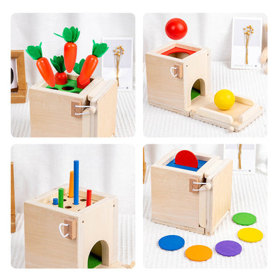Boîte d'activité Montessori 4 en 1 interchangeable pour la permanence de l'objet, jouet d'activité sensorielle géométrique pour le développement de la motricité fine des enfants !