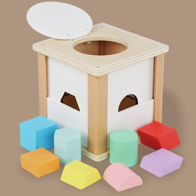 Boîte de tri de formes Montessori en bois avec plaques coulissantes