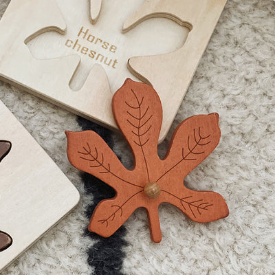 Puzzles à chevilles Montessori feuilles