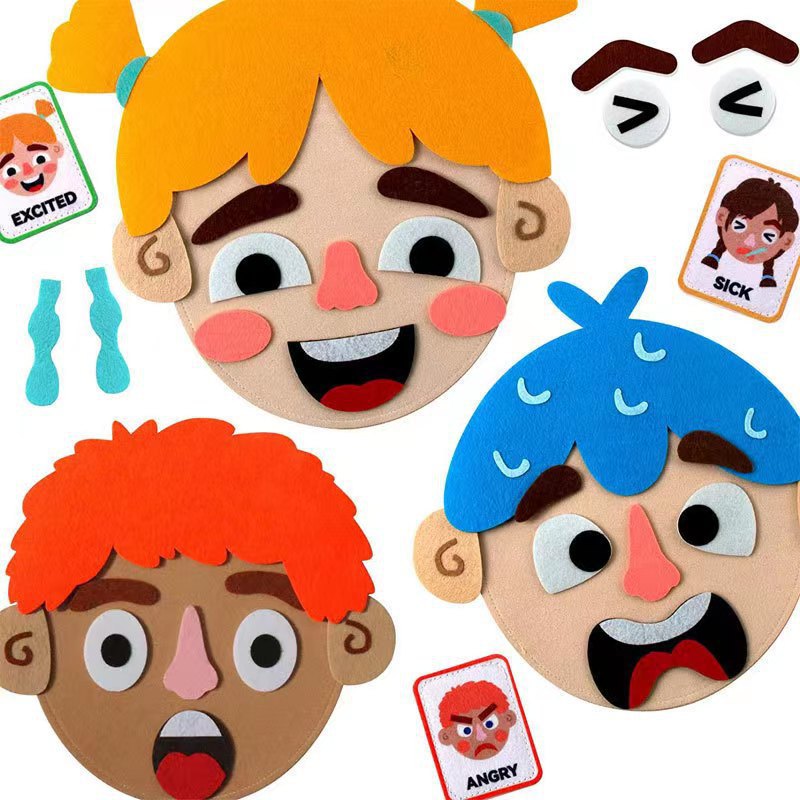Portable Felt How are you feeling Emotions with Flash cards Life Skill Activities Learning