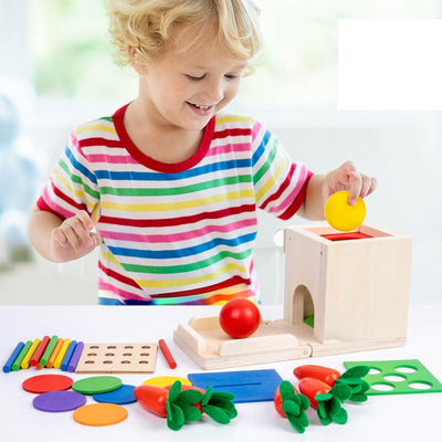Boîte d'activité Montessori 4 en 1 interchangeable pour la permanence de l'objet, jouet d'activité sensorielle géométrique pour le développement de la motricité fine des enfants !