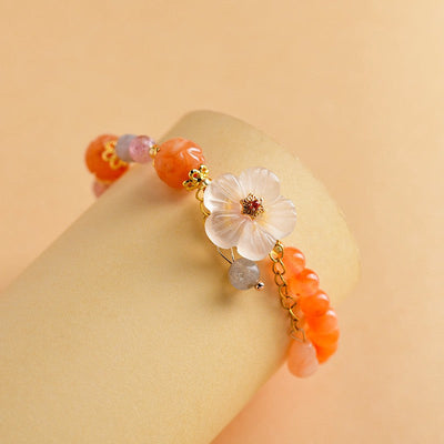 Buddha Stones Golden Silk Jade Lotus Bead Luck Floral Charm Bracelet - image 5