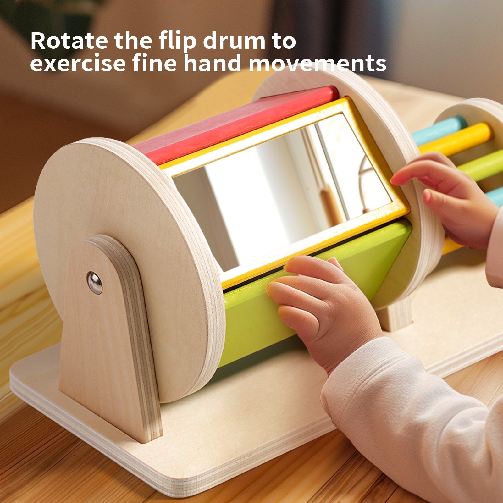 Tambour double Montessori pour tout-petits avec miroir et son