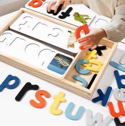 Juego de Ortografía con Letras de Madera Grandes y Tarjetas de Ortografía de Madera