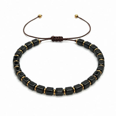 Buddha Stones Black Obsidian Protection Square Bead Braided Adjustable Bracelet - image 4