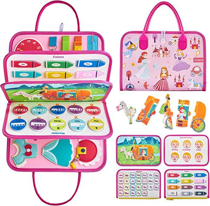 Montessori  Felt Busy book  Busyboard Toddler Practical Life Skill Activities Princess Theme Learning Toy
