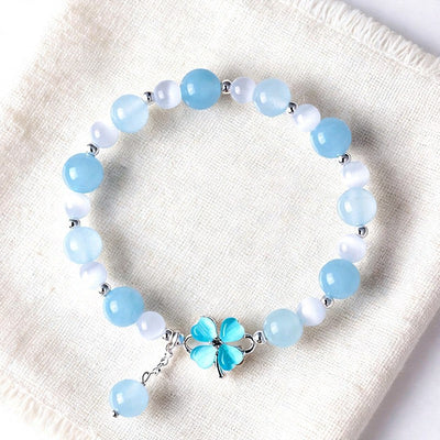 FREE Today: Serenity and Intuition Prehnite Rose Quartz Blue Chalcedony Lucky Clover Bracelet - Blue Chalcedony (Wrist Circumference: 5.5–5.9 in/14–15 cm) - image 6