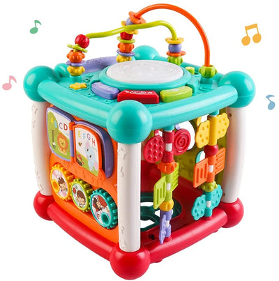 15-in-1 Bluetooth Activity Cube with Shapes Sorting Light Piano Sound Early Learning Educational Toy Christmas Gift for Boys & Girls