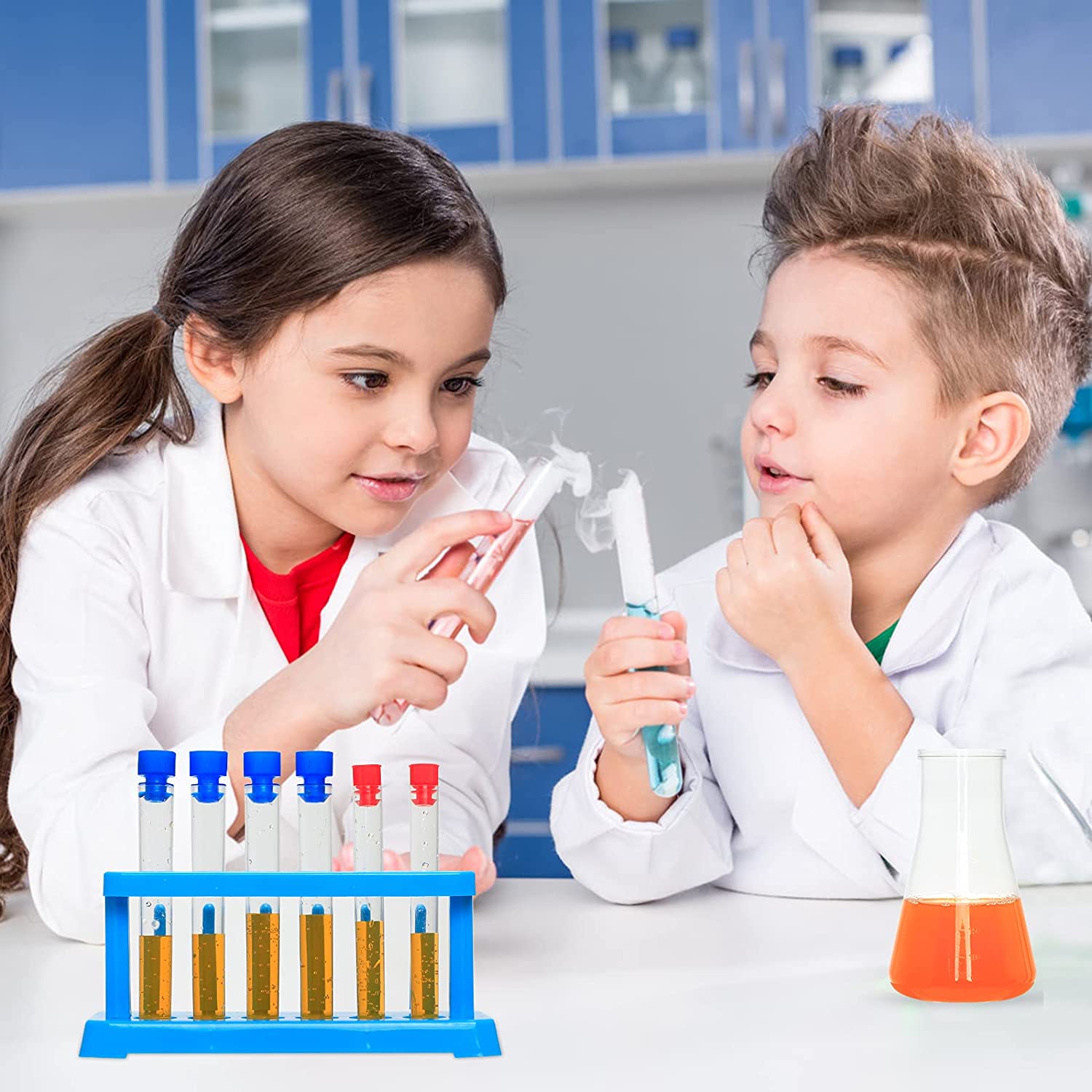 Kit de Juego de Rol de Laboratorio para Niños con Gafas, Bata de Laboratorio y Variedad de Equipo Científico de Juguete para Niños