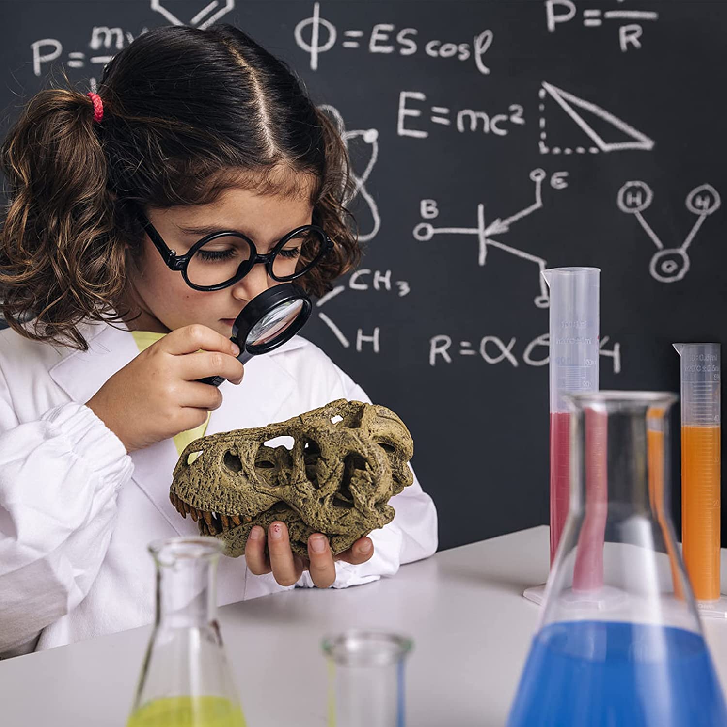Kit de Juego de Rol de Laboratorio para Niños con Gafas, Bata de Laboratorio y Variedad de Equipo Científico de Juguete para Niños