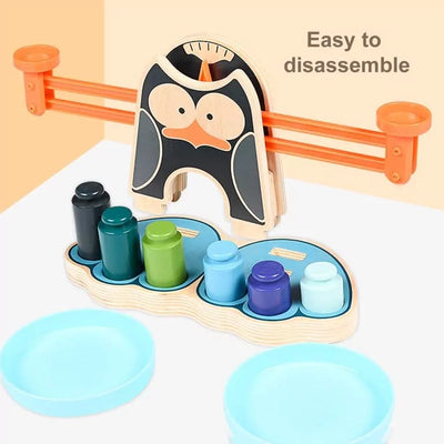 Fidtoy Penguin Wooden Balance Blocks Scale Kit Math Counting Balance Toy for Kids Ages 2-6 with Penguin Scale Game