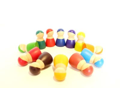 Fidtoy Amis en Bois Arc-en-ciel, Set de Poupées en Bois pour Enfants 3 ans et plus