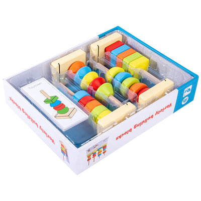 Jumbo Beads Sequencing Four Pillar Shape Stacker With  Flash Cards