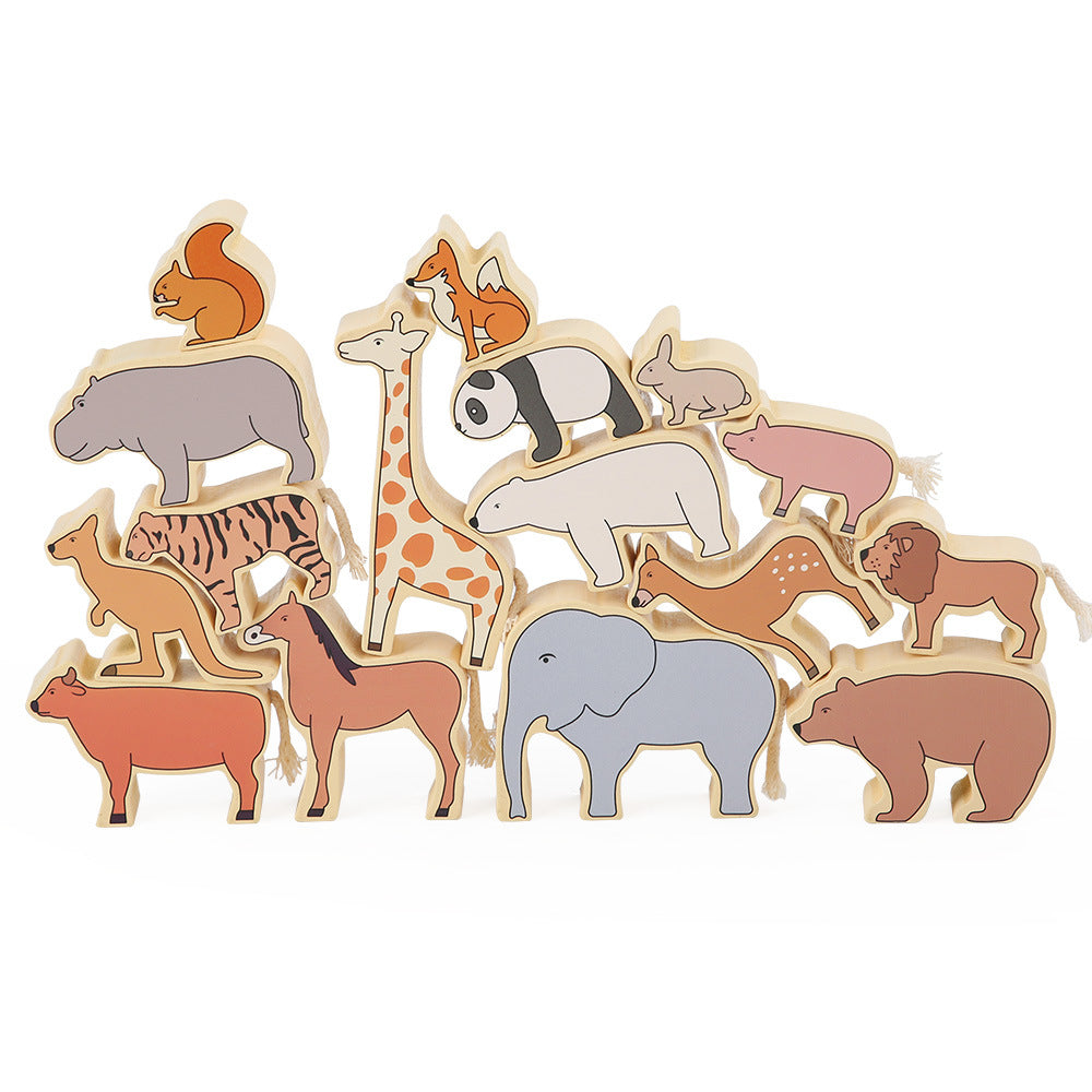 Wooden Zoo Animal Blocks Stacking Balancing Toy Set