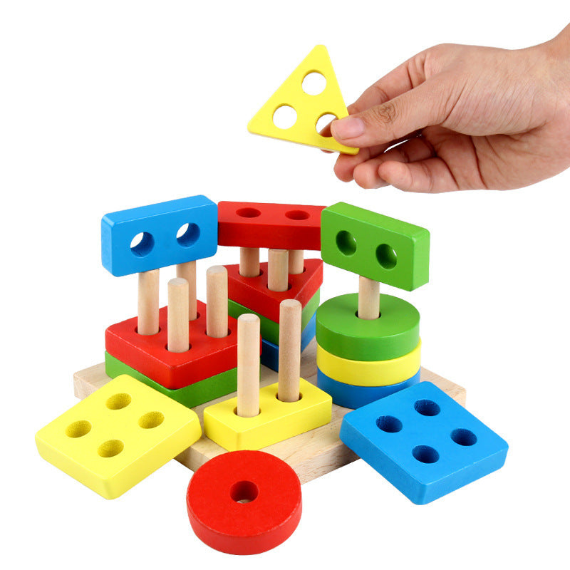 Jumbo Wooden Basic Geometric Shape Stacker Sorting Board