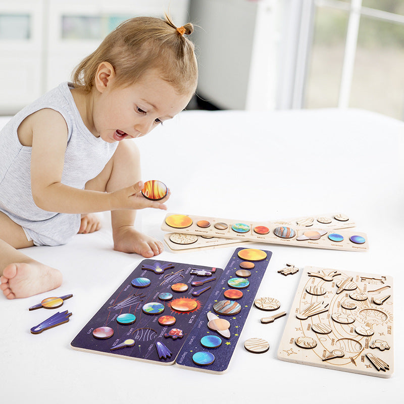 Large Wooden Solar System model Board Wooden Space Planets Puzzle