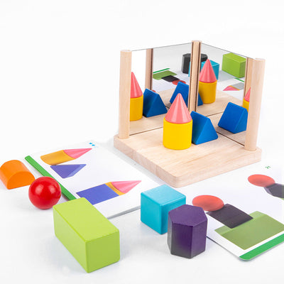 Tablero espejo Montessori de figuras geométricas BÁSICAS con tarjetas didácticas