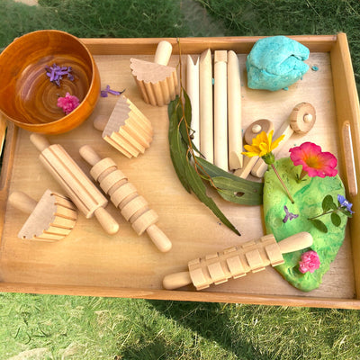 Kit d'outils de rouleaux à pâtisserie sensoriels en bois pour pâte à modeler, 12 pièces
