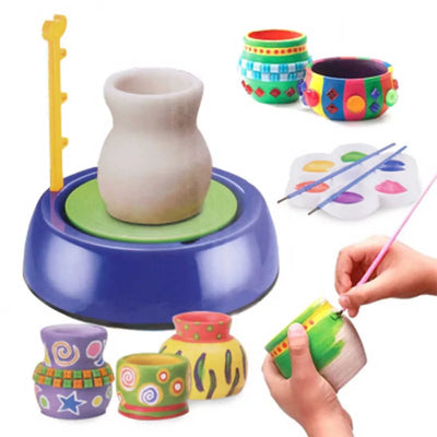 Fidtoy Electric Pottery Wheel Kit for Kids with Clay and Paints Ceramic Machine Craft Art Toy Set