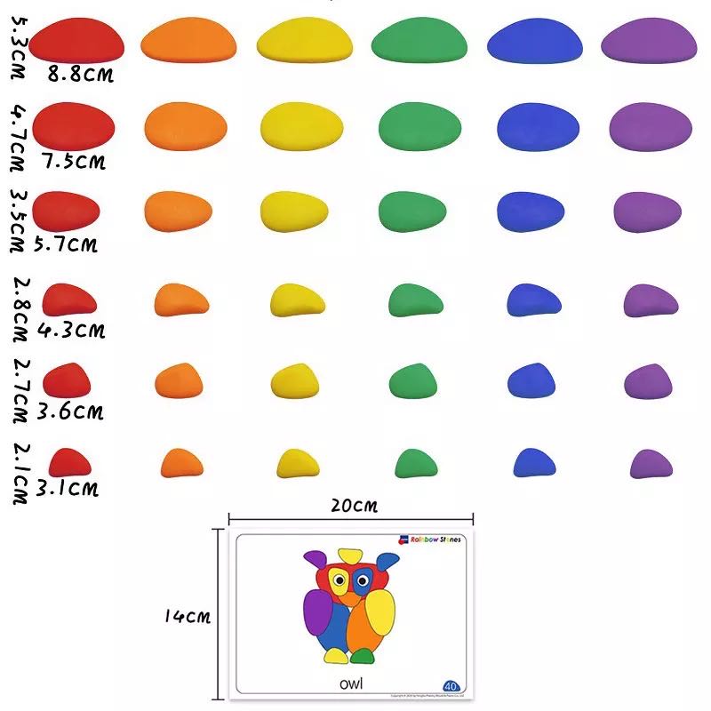 Jeu d'activités Galets Arc-en-Ciel avec Cartes - Jouets à Modeler