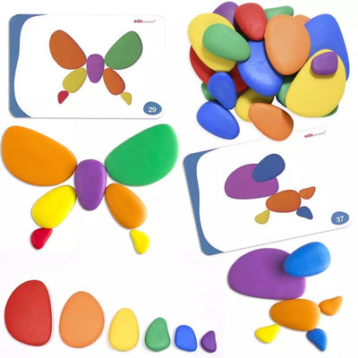 Jeu d'activités Galets Arc-en-Ciel avec Cartes - Jouets à Modeler