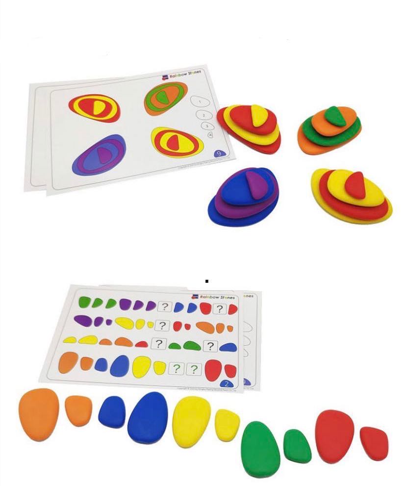 Jeu d'activités Galets Arc-en-Ciel avec Cartes - Jouets à Modeler