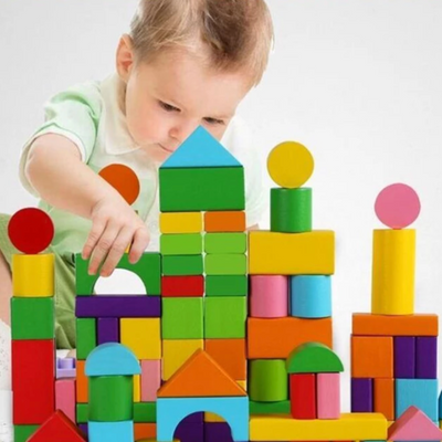 Fidtoy Rainbow Wooden Building Blocks for Kids Creative Stacking Toy Set