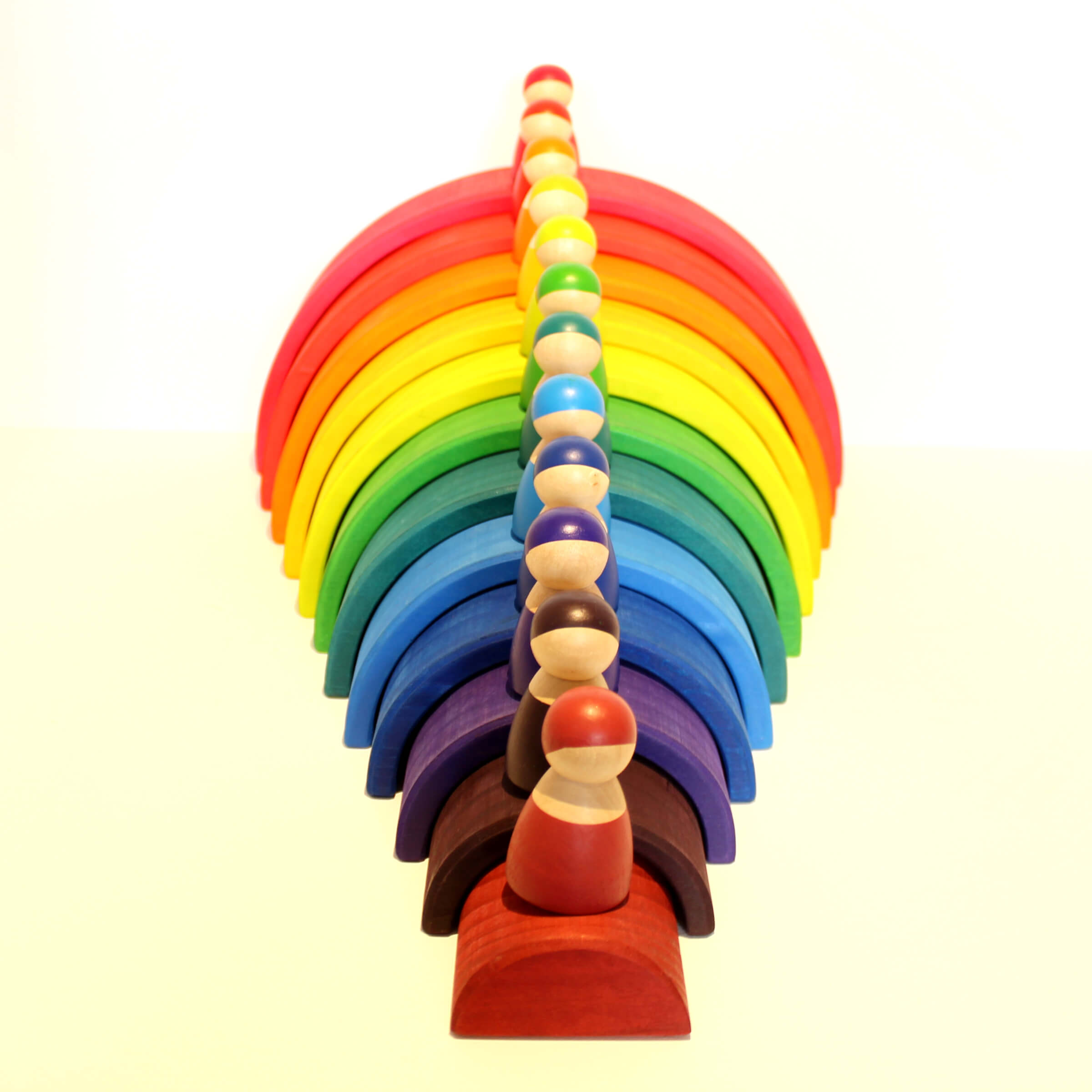 Fidtoy Amis en Bois Arc-en-ciel, Set de Poupées en Bois pour Enfants 3 ans et plus