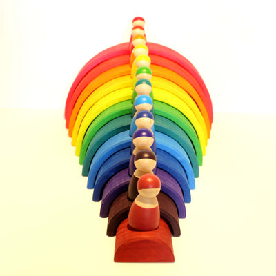 Fidtoy Amis en Bois Arc-en-ciel, Set de Poupées en Bois pour Enfants 3 ans et plus