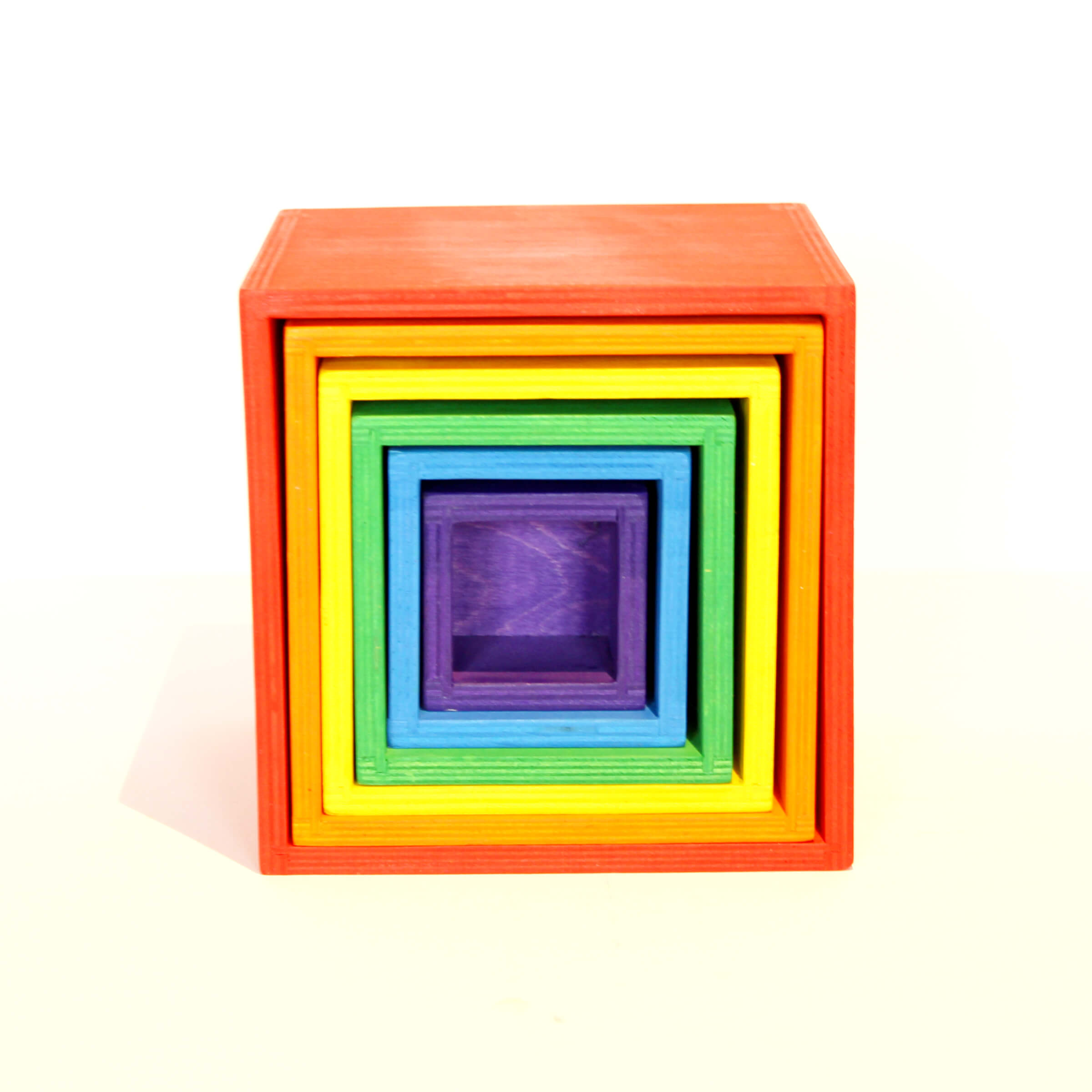Fidtoy Rainbow Stacking Boxes Wooden Nesting Toy for Kids 3+