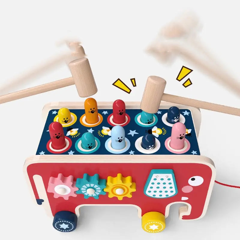 Fidtoy Montessori Pillonage Bench for Toddlers – Wooden Musical Hammer Toy for Early Learning & Fine Motor Skills