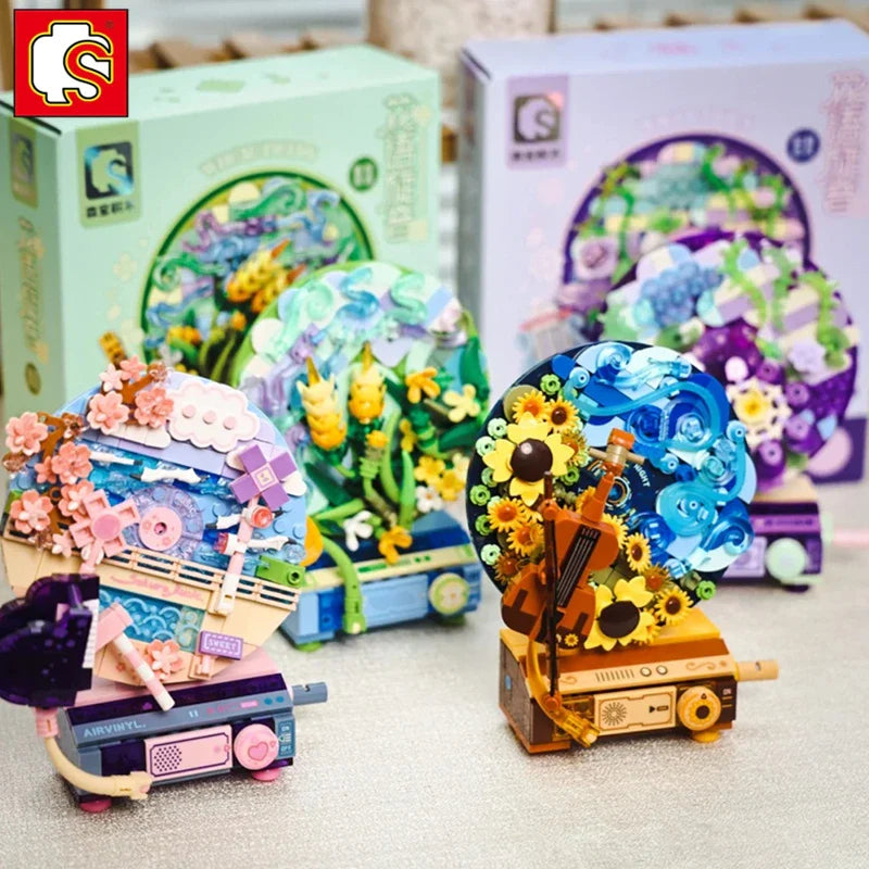 Fidtoy Flower Music Box Building Set – 339 PCS Creative Block Toy for Kids 6+