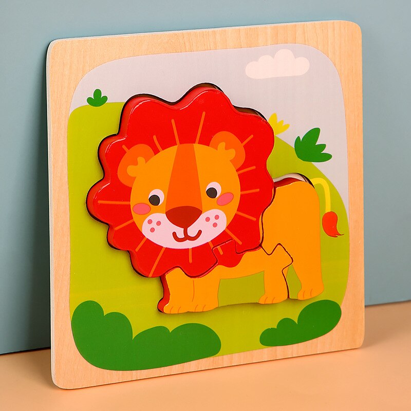 Fidtoy Wooden Animal Puzzle for Toddlers – Montessori Shape & Color Learning Toy