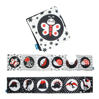 Fidtoy High Contrast Baby Cloth Book for Newborns – Montessori Black and White Sensory Tummy Time Toy Set for 0-6 Months