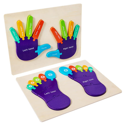 Rompecabezas Montessori 3D de Palmas y Plantas de los Pies de Madera