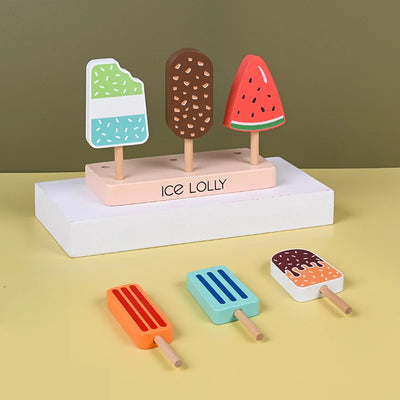 Fidtoy Wooden Ice Cream Set for Toddlers Pretend Play
