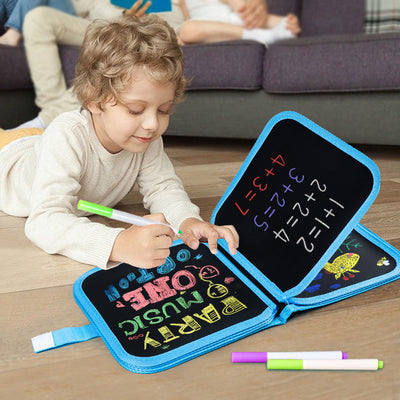 Fidtoy Reusable Drawing Slate Book for Kids – Erasable Doodle Book with Washable Markers, Portable Travel Drawing Pad, Dinosaur Theme, and Creative Writing Practice