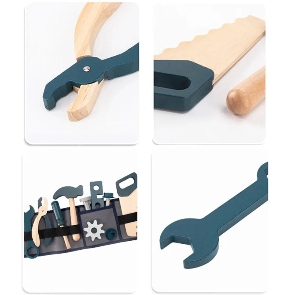 Fidtoy Juego de herramientas de juguete de simulación para niños, kit de reparación de madera, juguete STEM para niños pequeños de 3 a 6 años