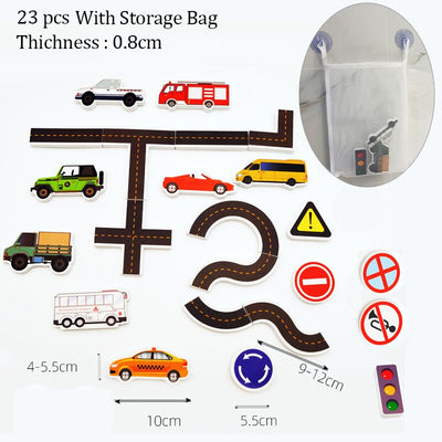 Fidtoy Bath Time Traffic Toys – Foam Road Bath Toys for Toddlers Wall Stick Play Set