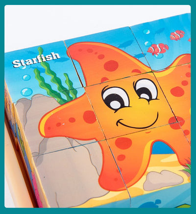 Fidtoy Puzzle en bois d'animaux pour tout-petits – Jouet éducatif rotatif à 9 pièces pour les 3-6 ans, développement de la motricité fine et des compétences cognitives Montessori