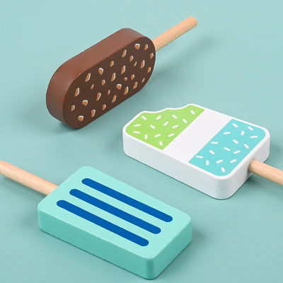Fidtoy Wooden Ice Cream Set for Toddlers Pretend Play