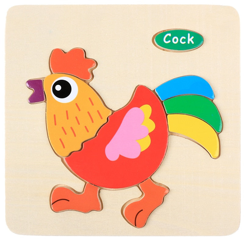 Montessori Wooden Cartoon Puzzles Set#3