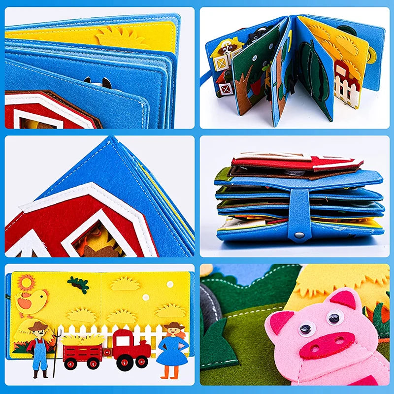 Montessori Wooden Busy Book for Toddlers – Dressing Skills Learning Toy