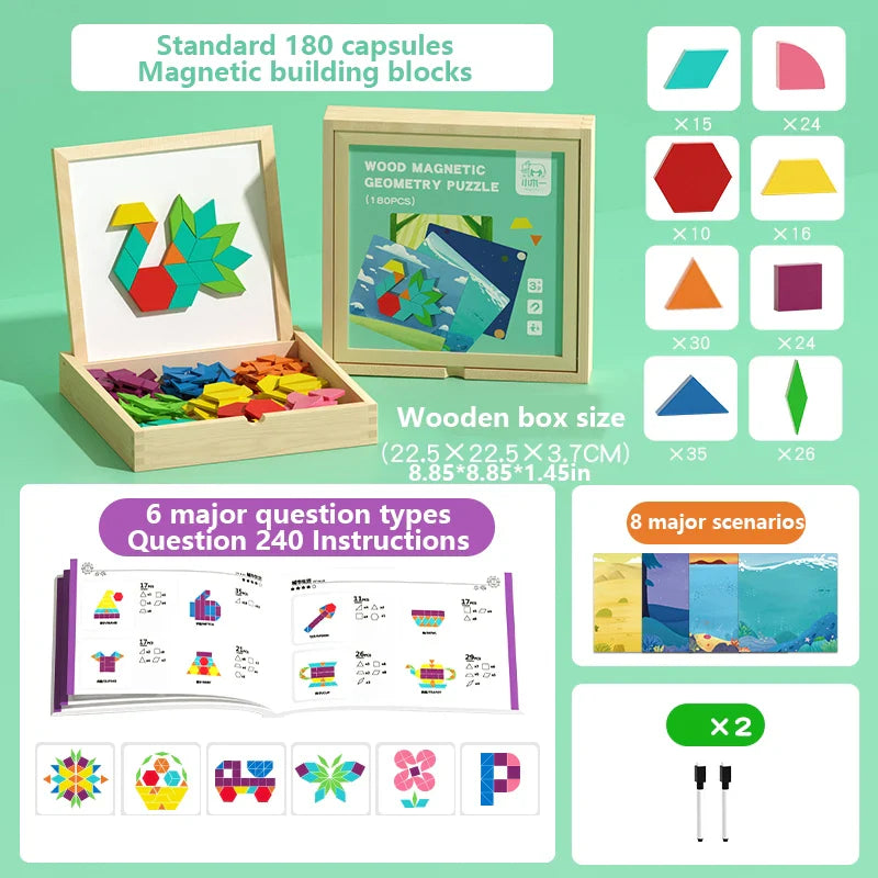 Bloques Magnéticos de Madera Fidtoy - Juguete Educativo Creativo para Niños