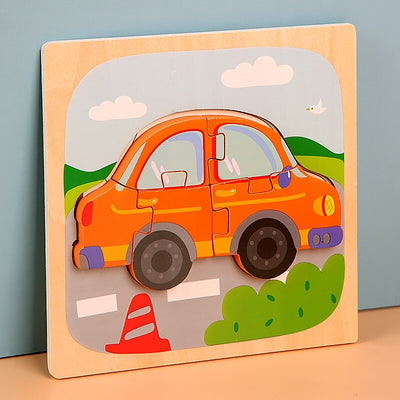 Fidtoy Wooden Animal Puzzle for Toddlers – Montessori Shape & Color Learning Toy