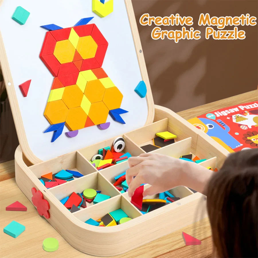 Fidtoy Puzle Magnético Tangram Bloques Juguete Educativo para Niños