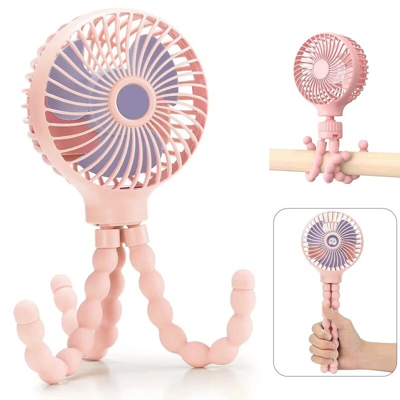 Fidtoy Portable Stroller Fan Clip On Baby Cooling Fan USB Rechargeable
